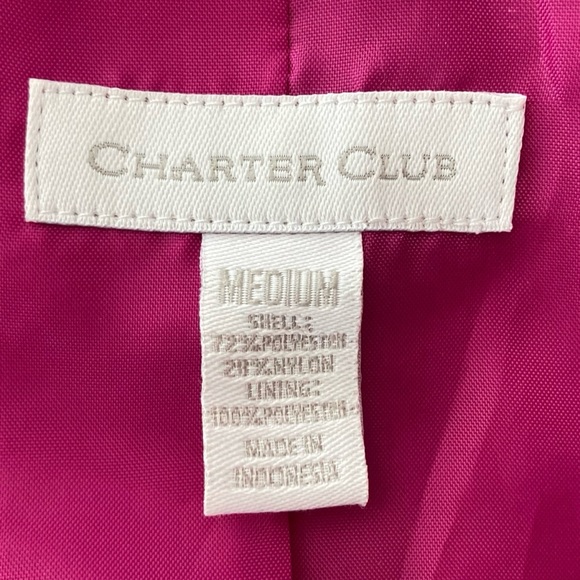 Charter Club Lightweight Rain Shell Jacket Size Medium Hot Pink Gold Buttons - Picture 4 of 13